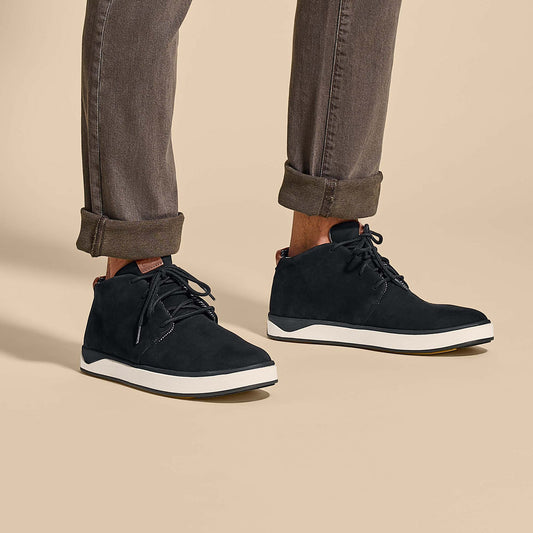OluKai Papakū 'Ili Men’s Waterproof Leather Boots- Black for Men