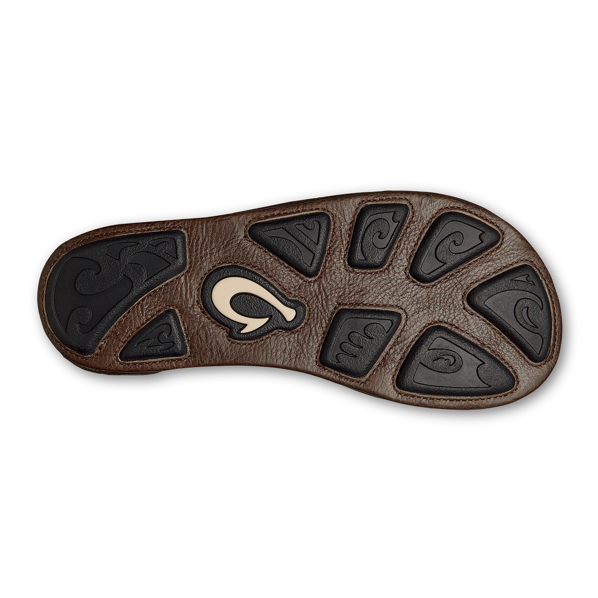 OluKai Hiapo - Rum / Dark Wood Men’s Leather Beach Sandals