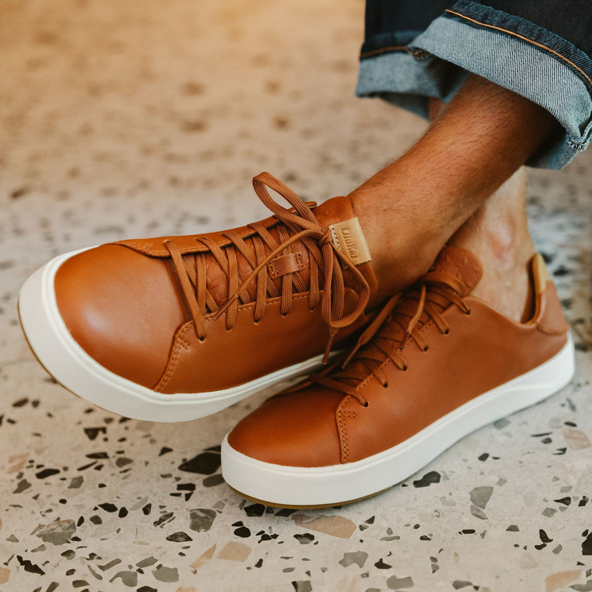 OluKai Lae‘ahi Lī ‘Ili Men's Leather Sneakers for Men