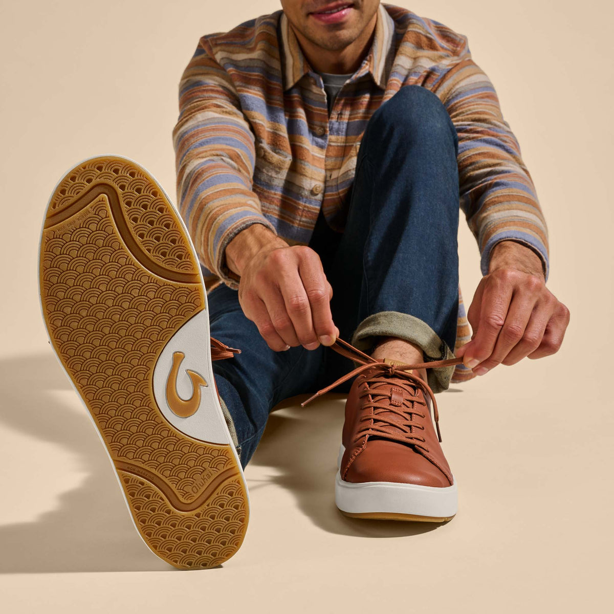 OluKai Lae‘ahi Lī ‘Ili Men's Leather Sneakers for Men