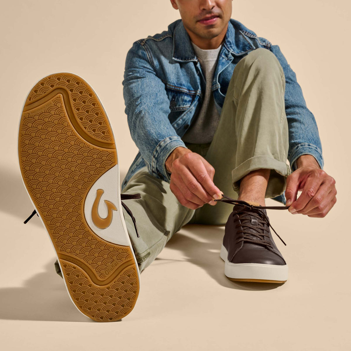 OluKai Lae‘ahi Lī ‘Ili Men's Leather Sneakers for Men