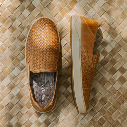 OluKai Lae‘ahi Lauhala Men's Leather Slip-On Sneakers for Men