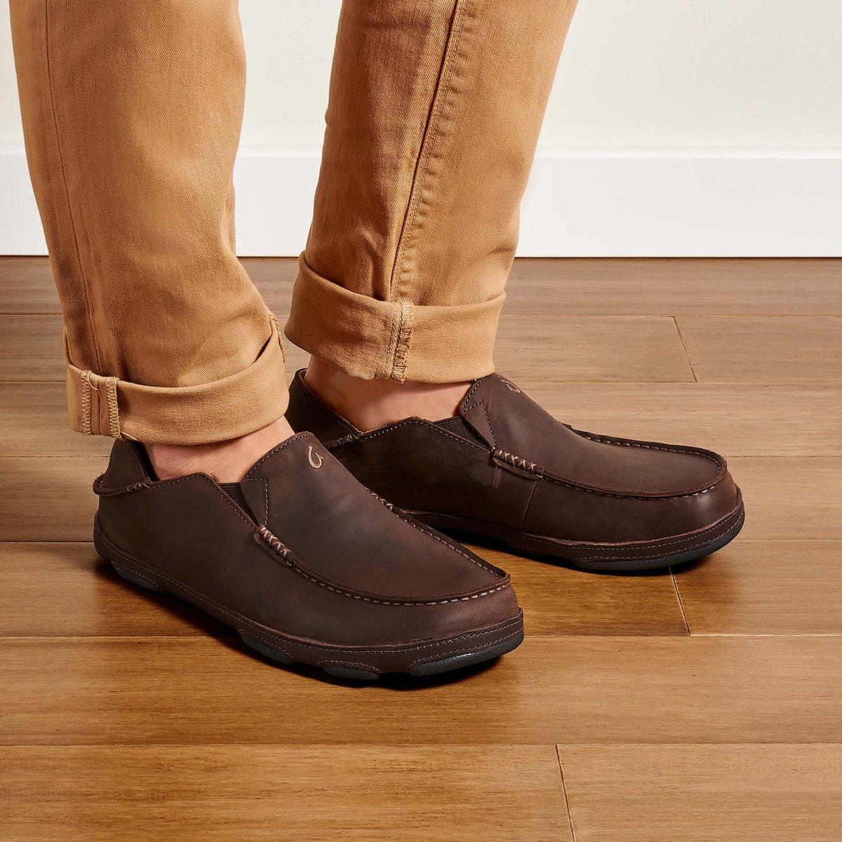 OluKai Moloā Men's Leather Slip On Shoes for Men