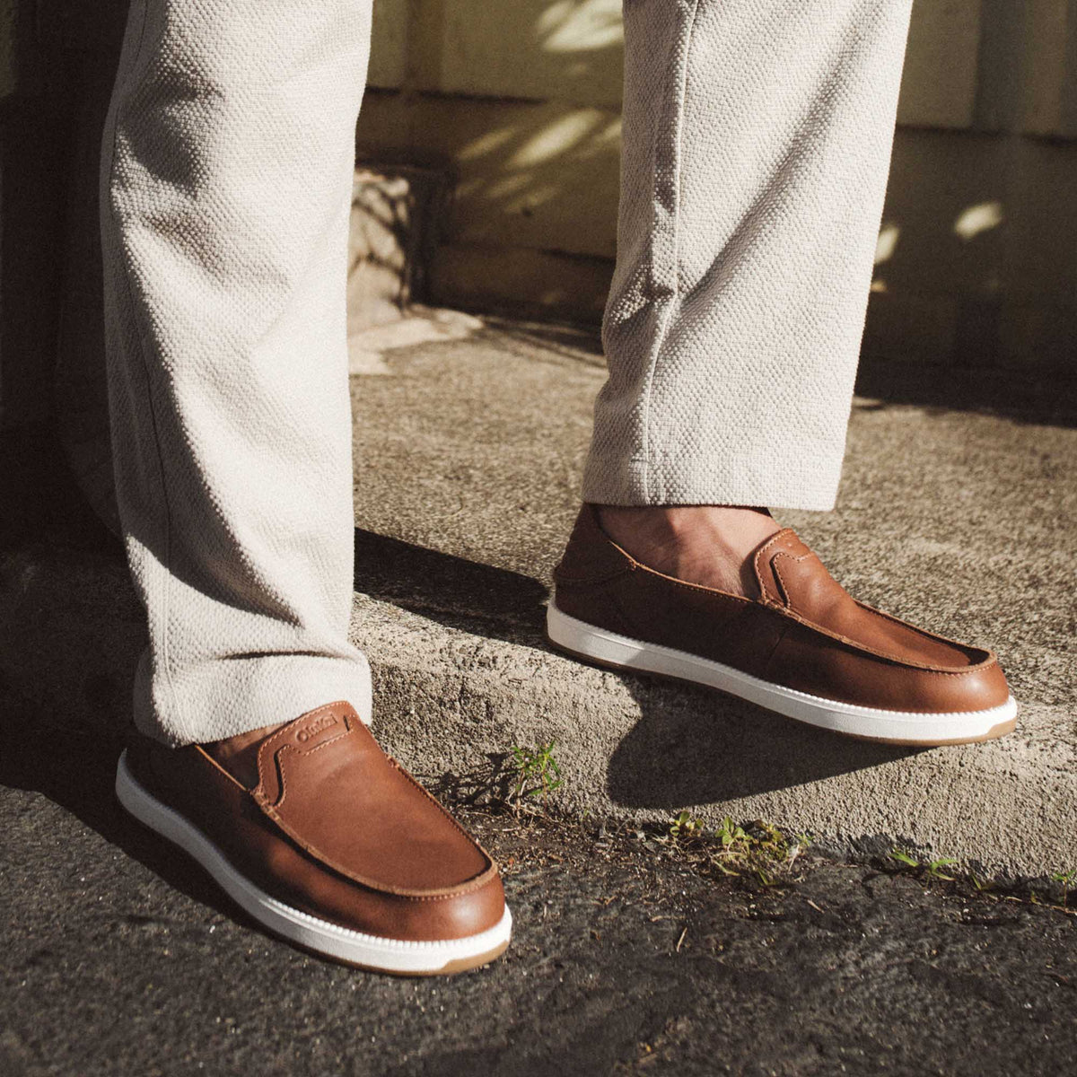 OluKai Kākaha Nia Men‘s Leather Slip-On Shoes for Men