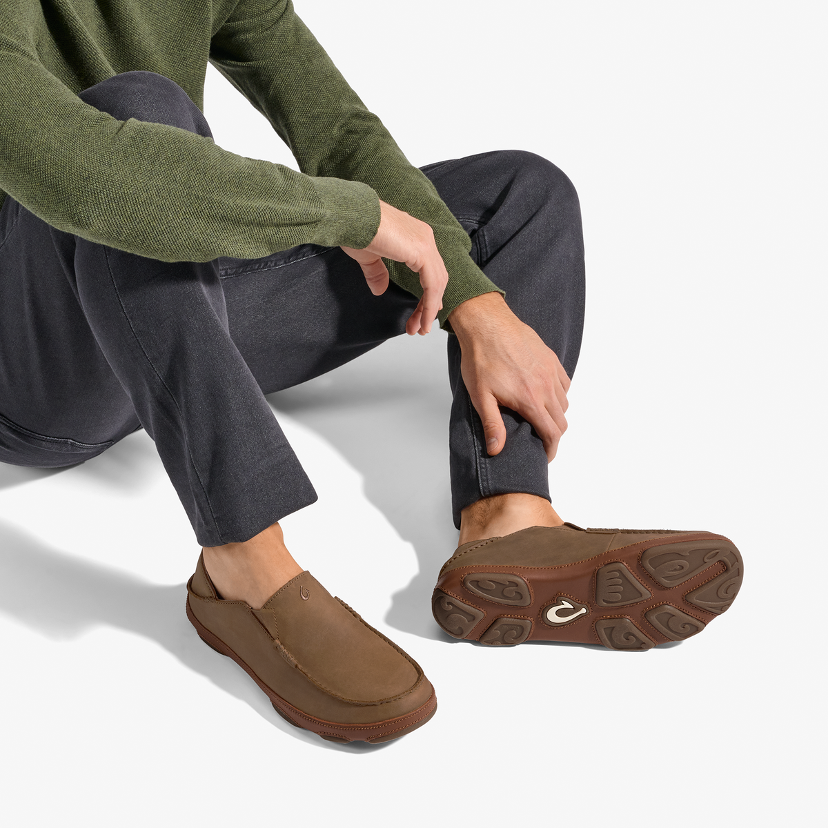 OluKai Moloā Men's Leather Slip On Shoes for Men
