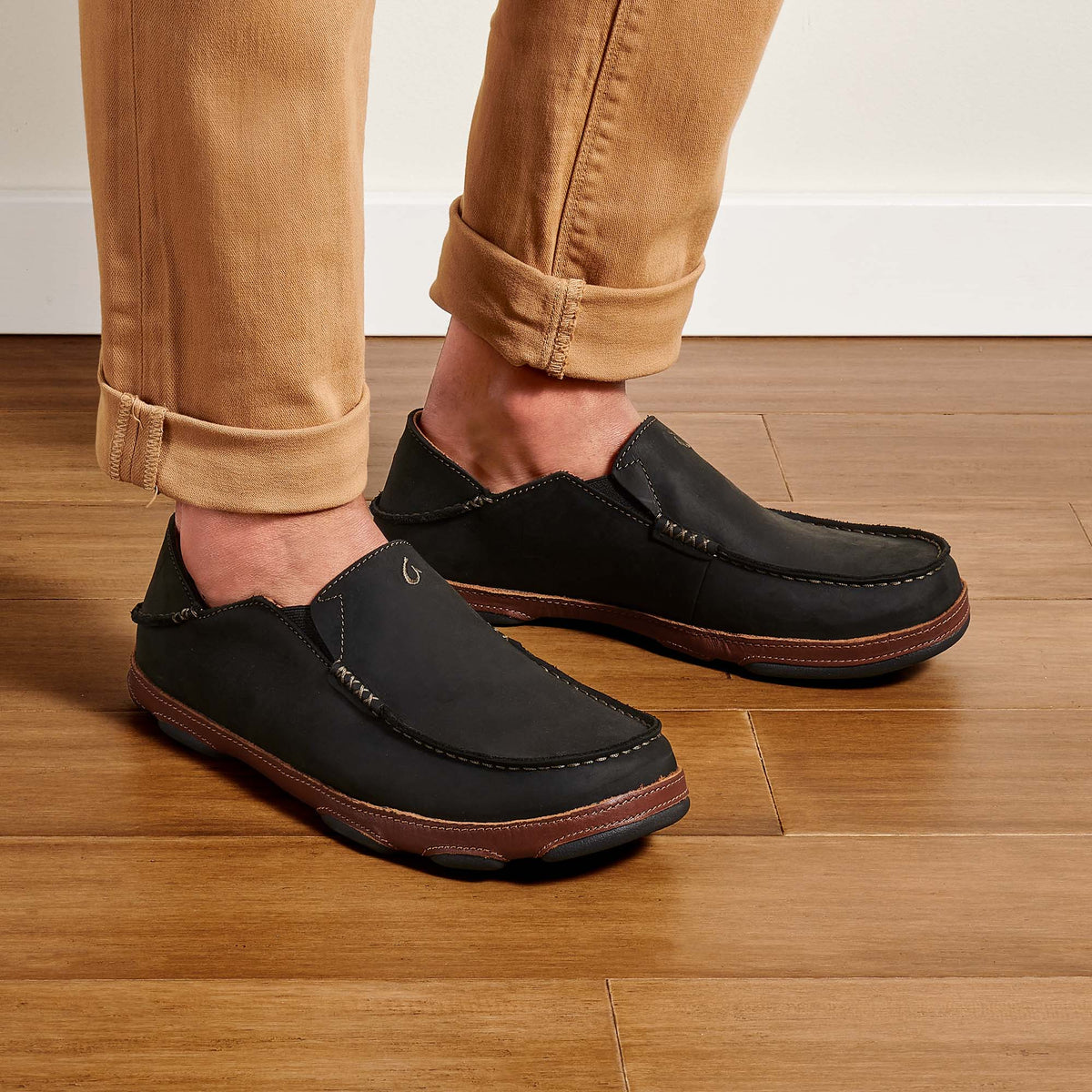 OluKai Moloā Men's Leather Slip On Shoes for Men