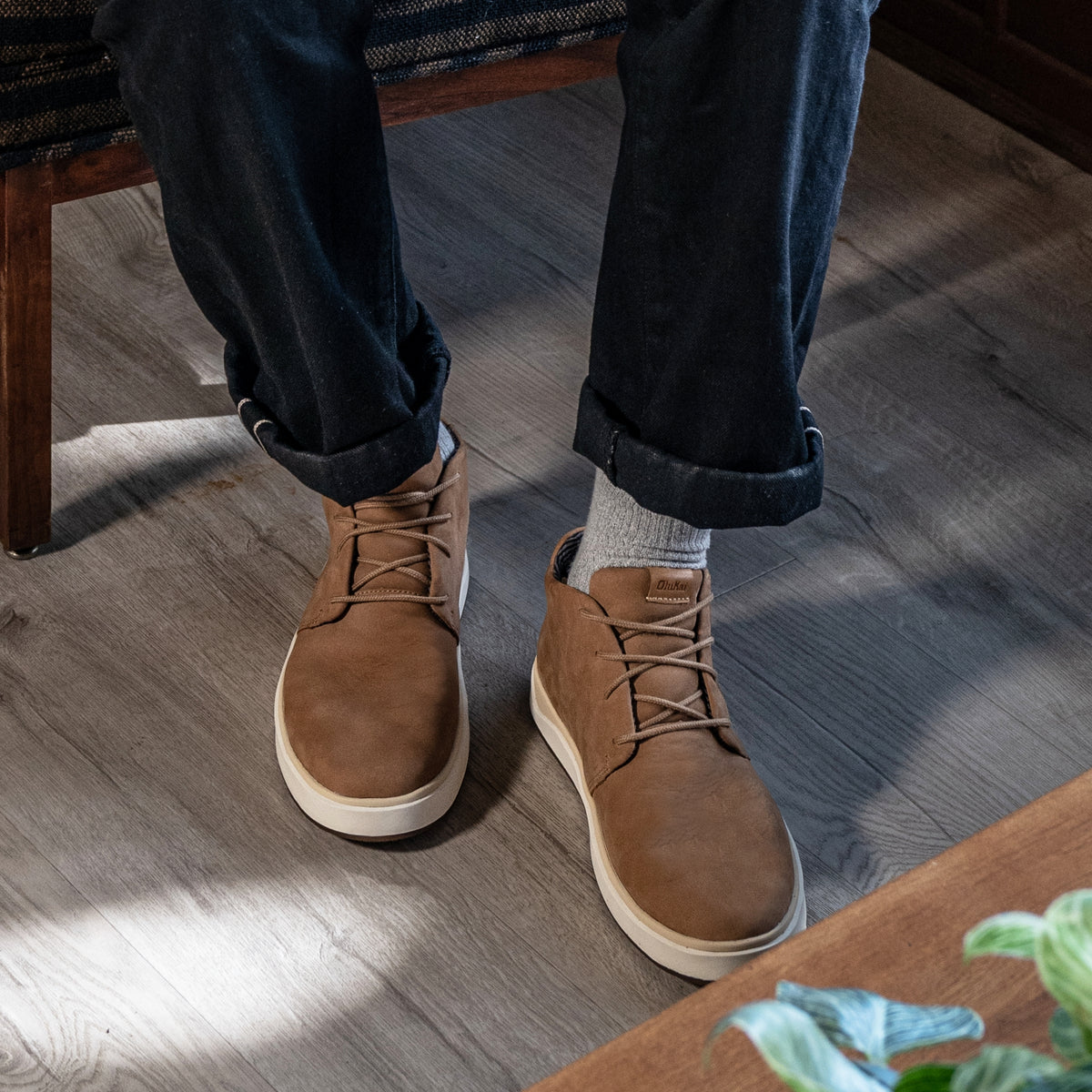 OluKai Papakū 'Ili Men’s Waterproof Leather Boots- Tan for Men