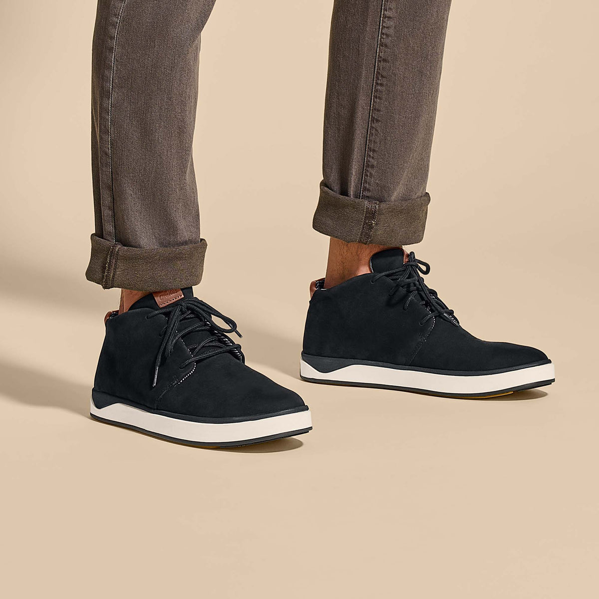 OluKai Papakū 'Ili Men’s Waterproof Leather Boots- Black for Men
