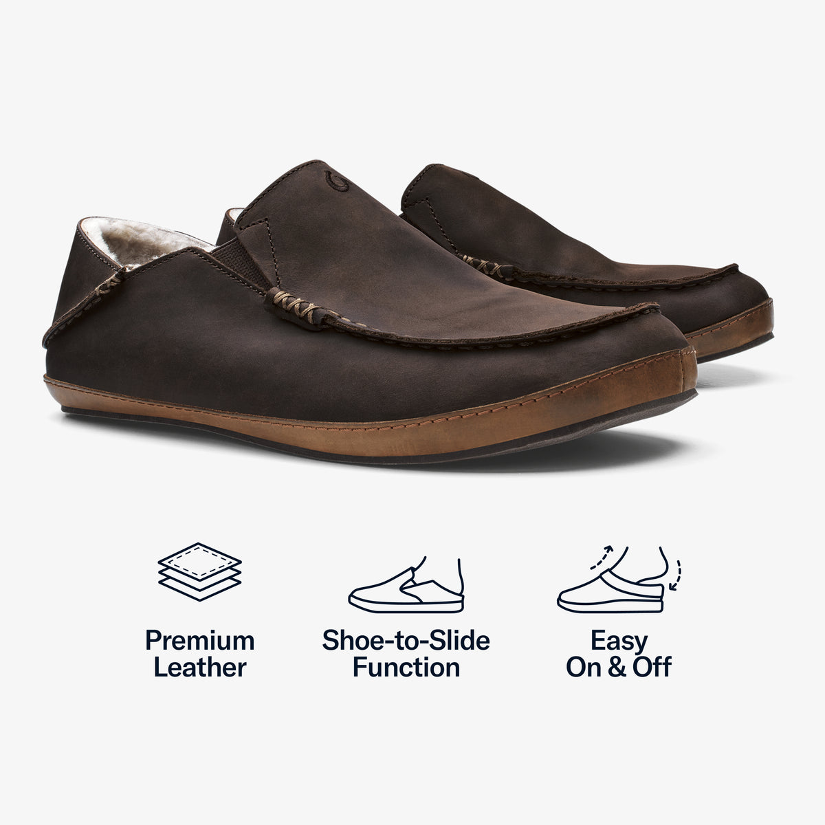 OluKai Moloā Men's Nubuck Leather Slippers for Men
