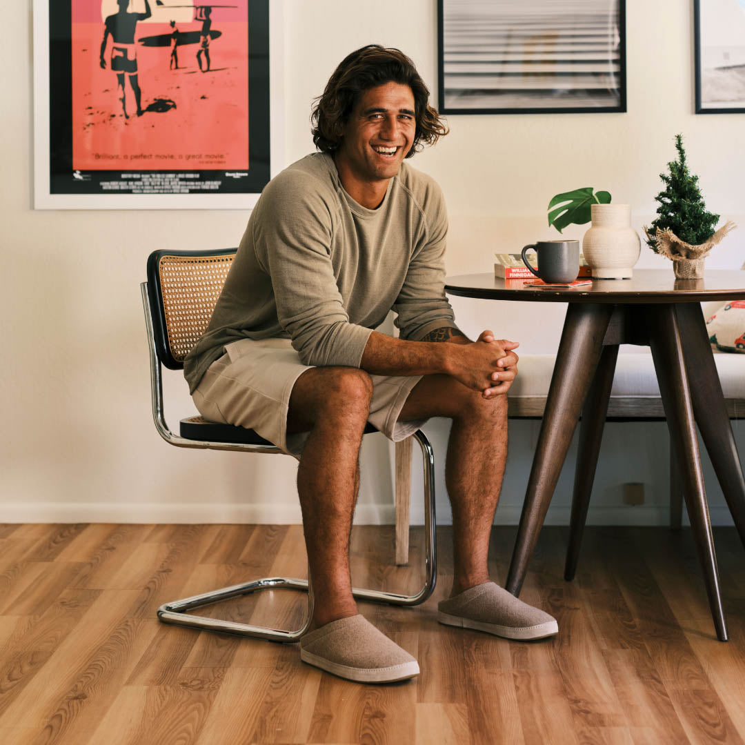 OluKai Hāmani Hulu Men’s Wool Mule Slippers for Men