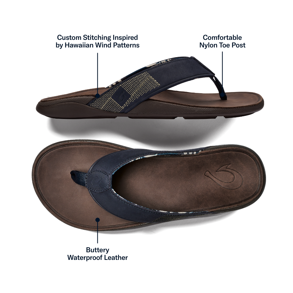 OluKai Tuahine Men's Waterproof Leather Beach Sandals for Men