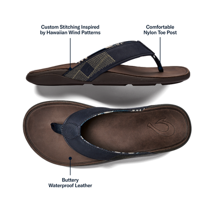 OluKai Tuahine Men's Waterproof Leather Beach Sandals for Men