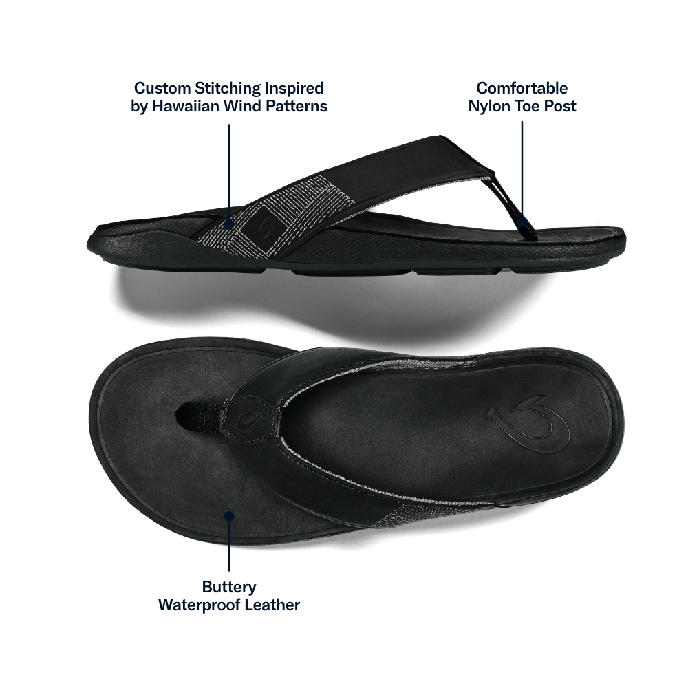 OluKai Tuahine Men's Waterproof Leather Beach Sandals for Men