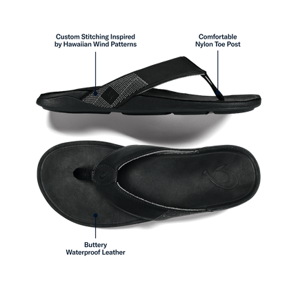 OluKai Tuahine Men's Waterproof Leather Beach Sandals for Men