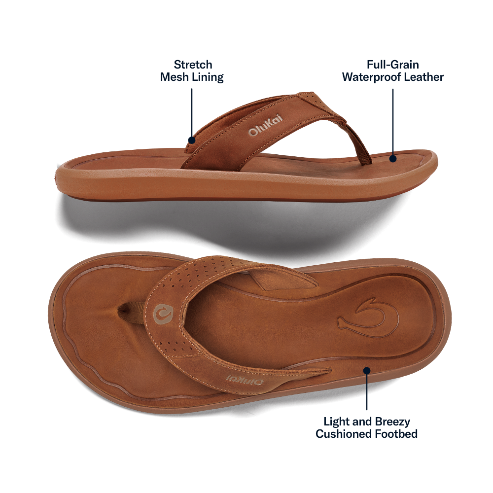 OluKai Pili Men’s Waterproof Leather Sandals for Men