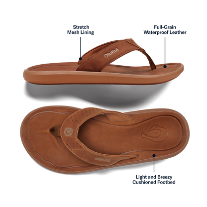 OluKai Pili Men’s Waterproof Leather Sandals for Men