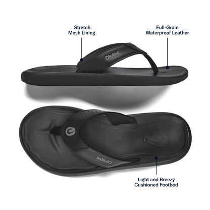 OluKai Pili Men’s Waterproof Leather Sandals for Men
