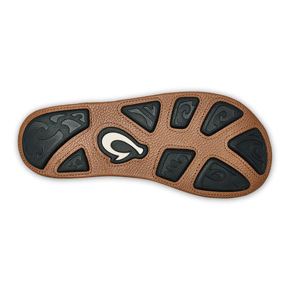 OluKai Hiapo -Dark Java / Toffee Men’s Leather Beach Sandals for Men