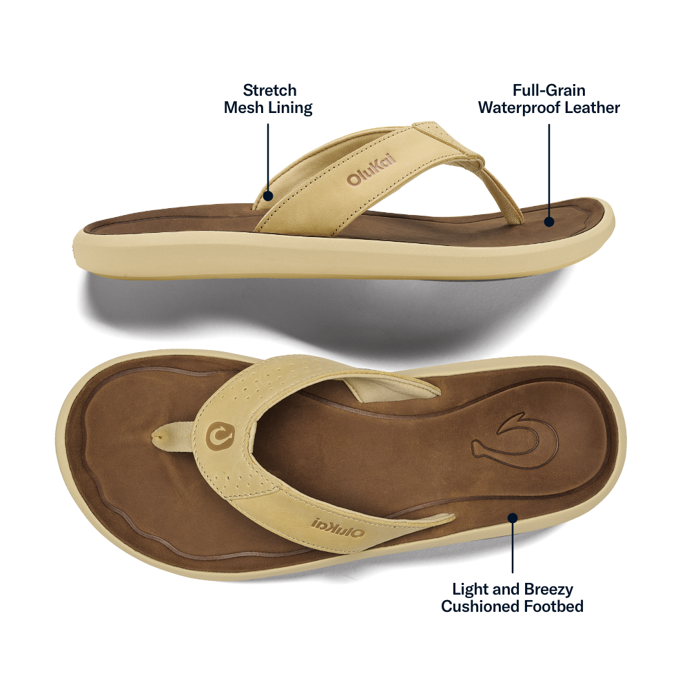 OluKai Pili Men’s Waterproof Leather Sandals for Men