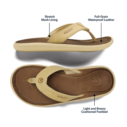 OluKai Pili Men’s Waterproof Leather Sandals for Men