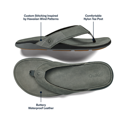 OluKai Tuahine Men's Waterproof Leather Beach Sandals for Men