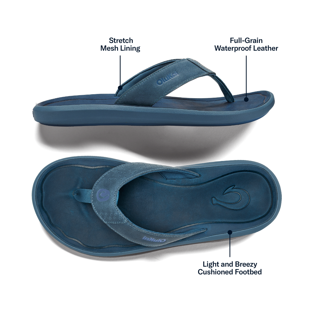 OluKai Pili Men’s Waterproof Leather Sandals for Men