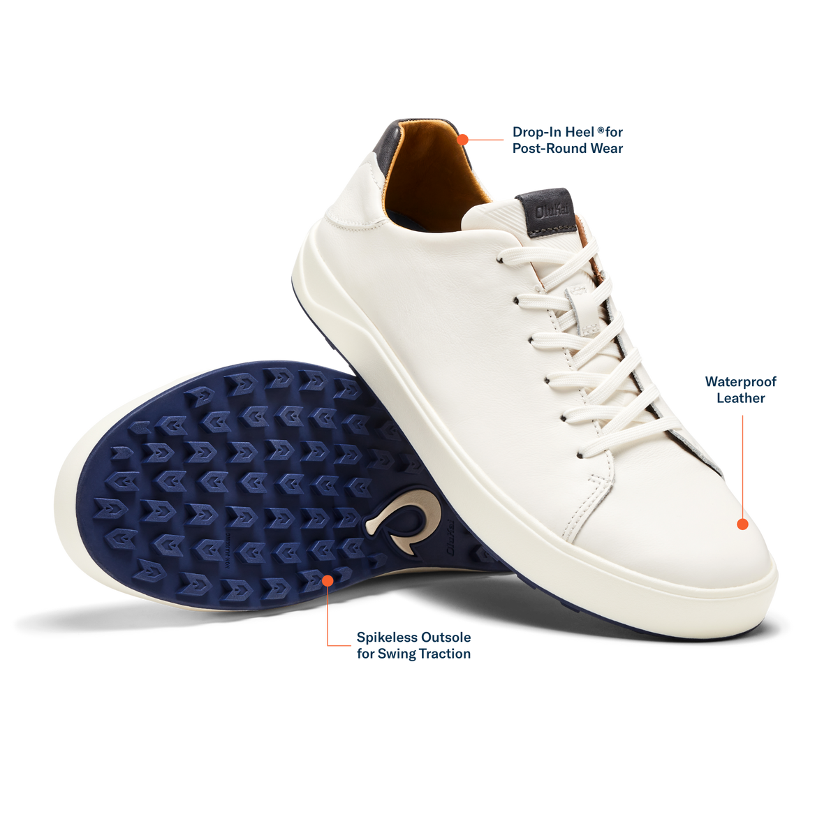 OluKai Wai‘alae Men’s Waterproof Leather Golf Shoes for Men