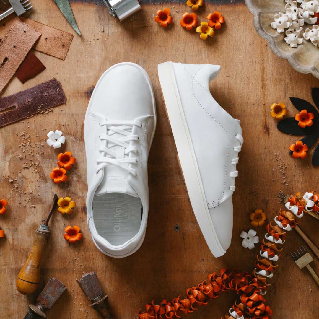 OluKai Pehuea Lī ‘Ili Women's Leather Sneakers for Women