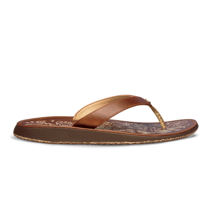 OluKai Paniolo Women’s Leather Beach Flip Flops for Women