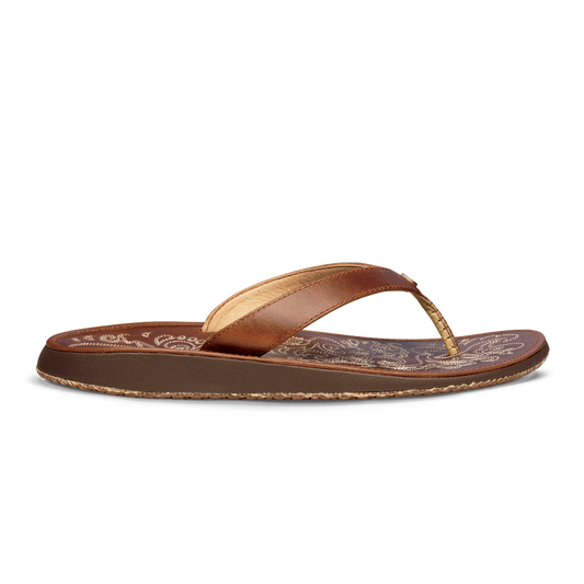 OluKai Paniolo Women’s Leather Beach Flip Flops for Women