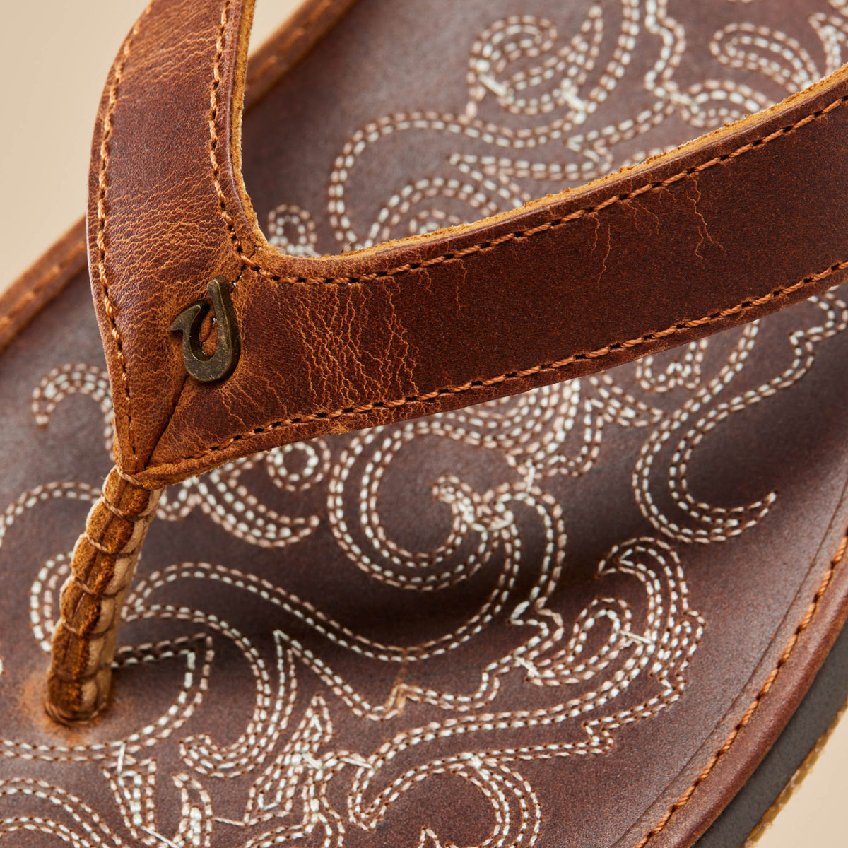 OluKai Paniolo Women’s Leather Beach Flip Flops for Women
