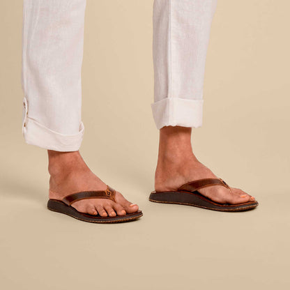OluKai Paniolo Women’s Leather Beach Flip Flops for Women