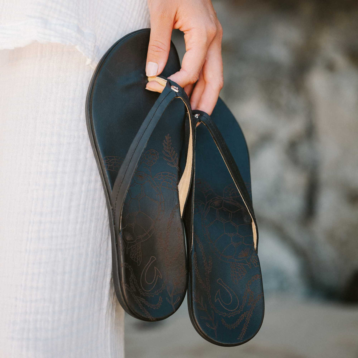 OluKai Honu Women’s Leather Beach Sandals for Women